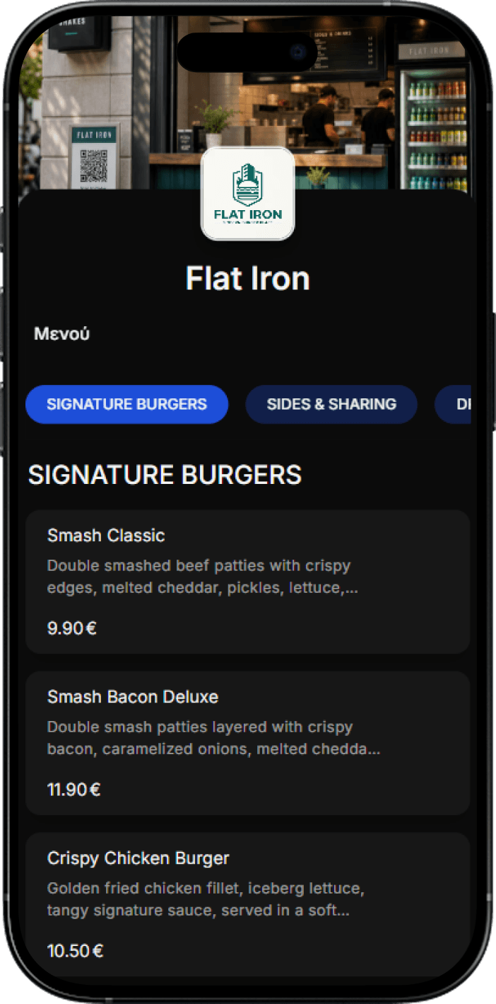 Scanby digital menu on iPhone